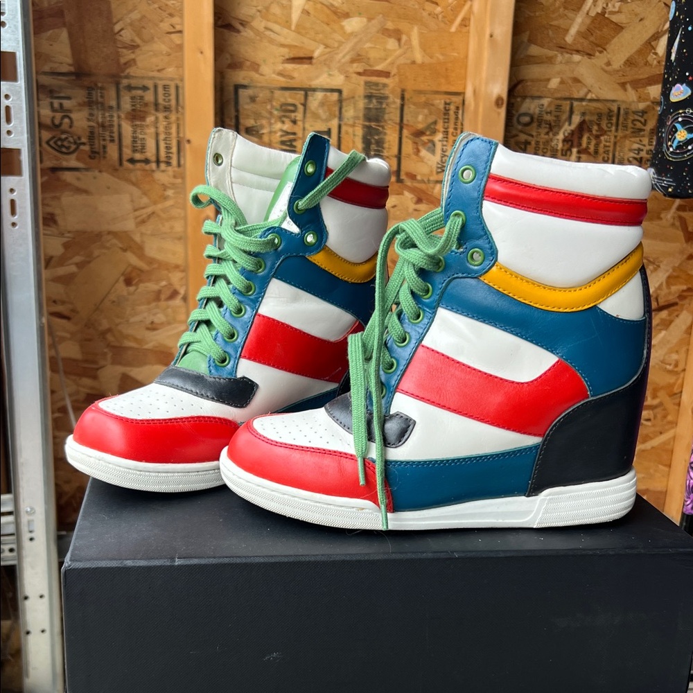 Marc by Marc Jacobs Colorful High-Top Wedge Sneakers - Picture 1 of 4